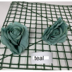 Teal Rose Heads - Pack of 10