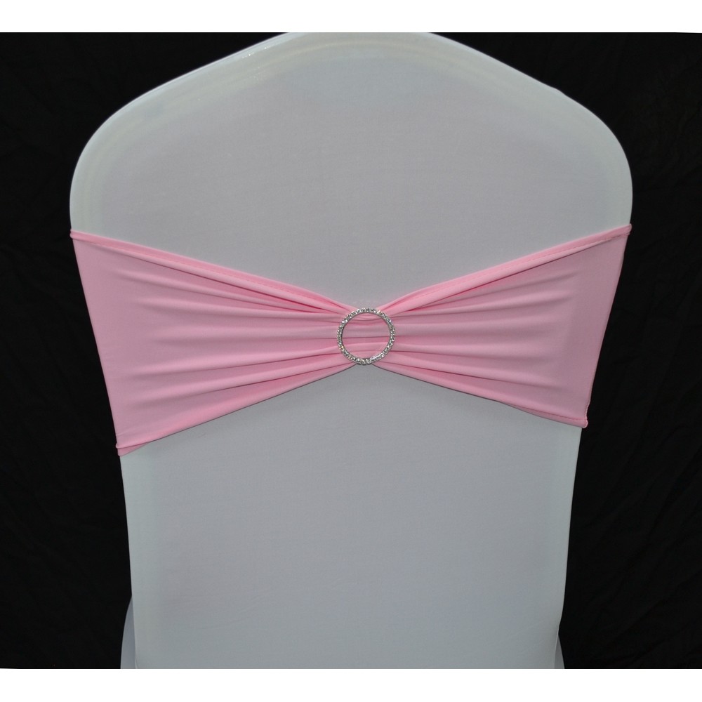 Baby Pink Spandex Chair Band with Buckle - Pack of 10