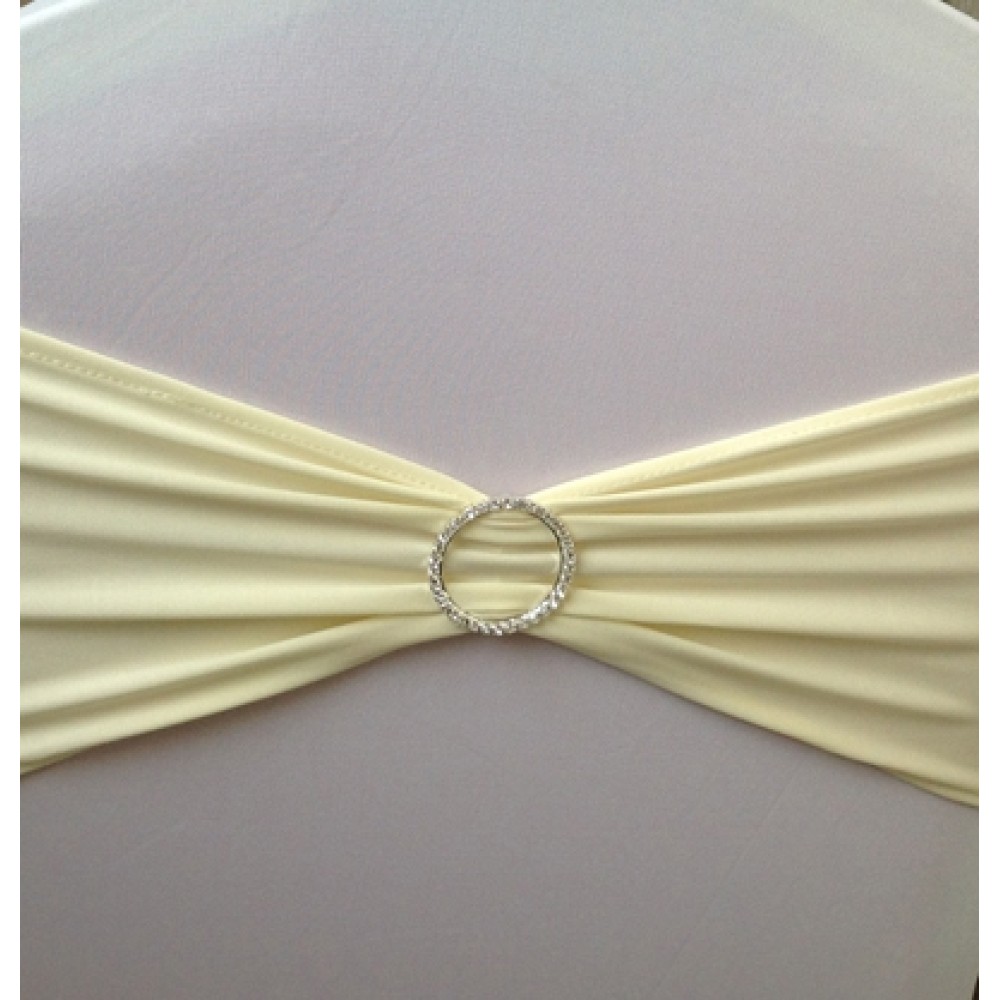 Ivory Spandex Chair Band with Buckle - Pack of 10