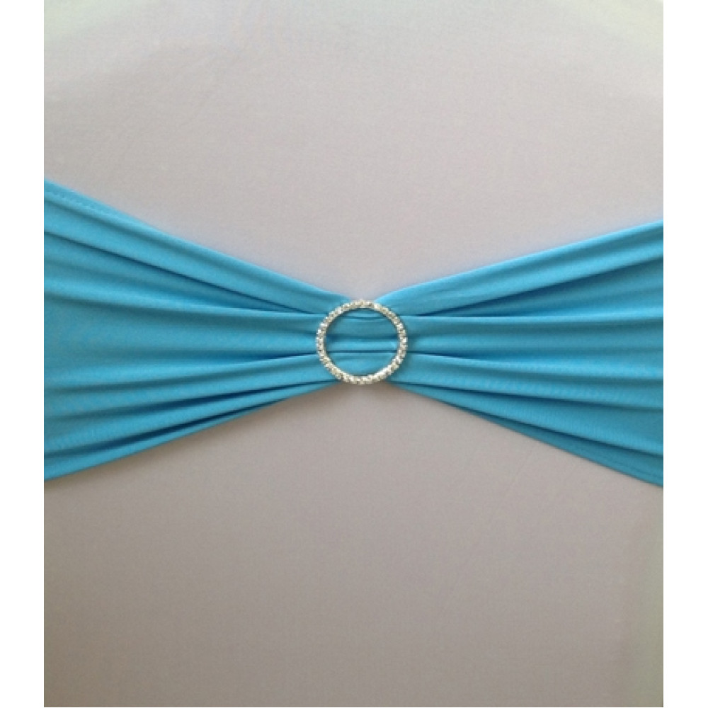 Turquoise Spandex Chair Band with Buckle - Pack of 10