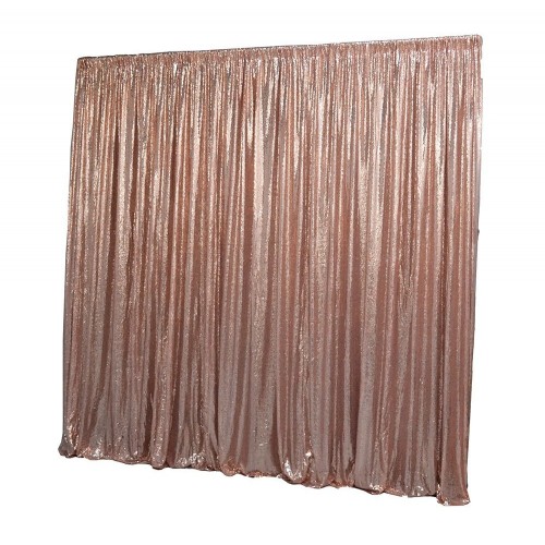 6m (w) x 3m (h) Sequin Wedding Backdrop Curtain -  Rose Gold
