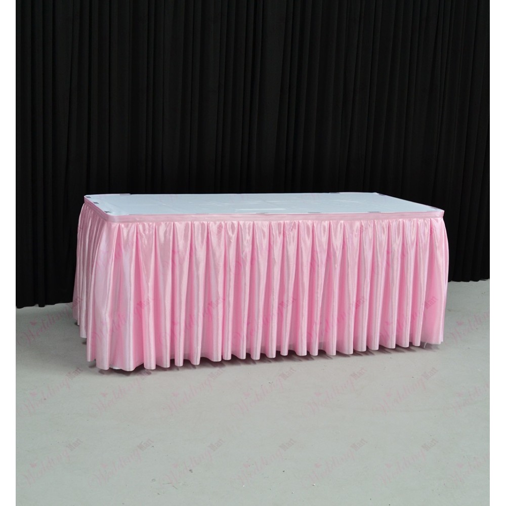 8m Baby Pink Top Table Skirt