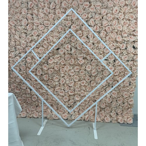 Diamond Shaped Wedding Backdrop Stand Metal Floral Arch - WHITE